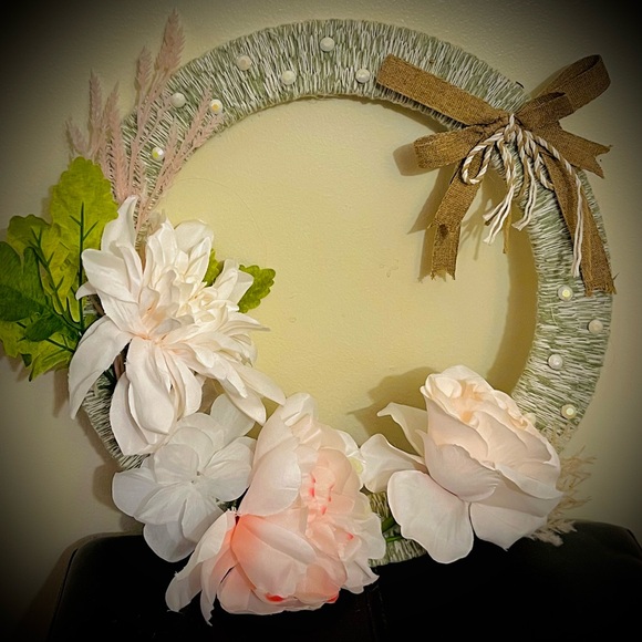 Elegant Faux Floral Wreath 
NEW, Handcrafted Original Design - Picture 1 of 7